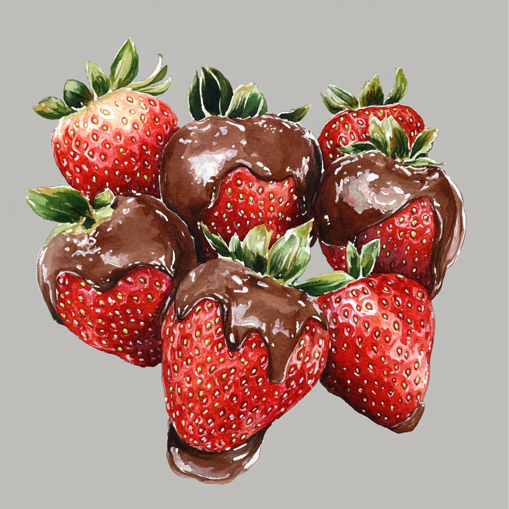 Chocolate Strawberries Composition on Gray Background