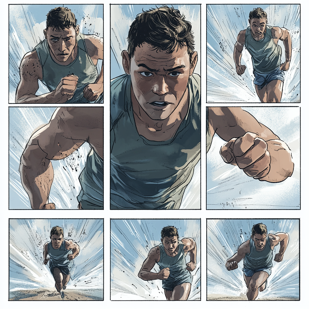 Chris Mosier runs marathon, intense moments captured in comic.