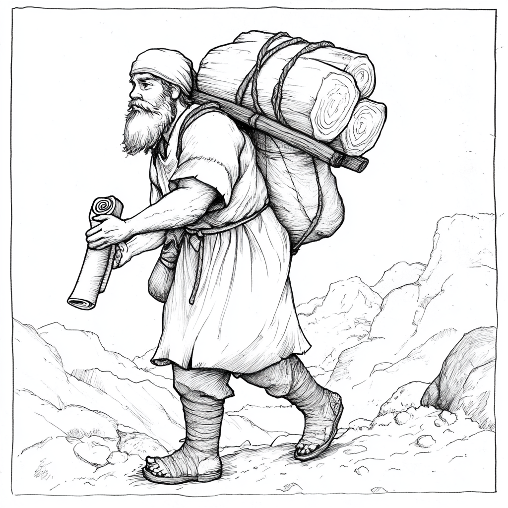 Christian carrying oversized burden, determined to keep walking.