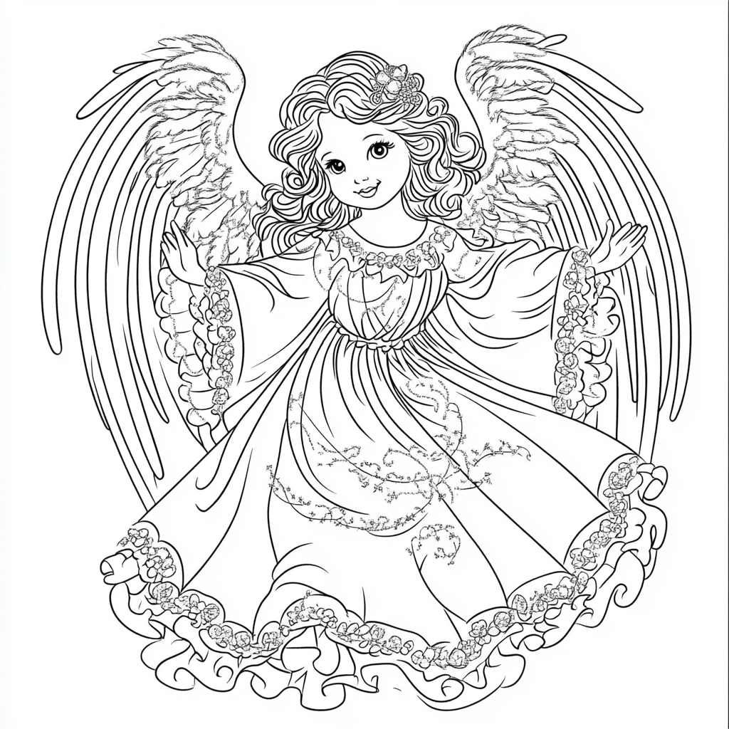 Christmas Angel Coloring Page for Beginners