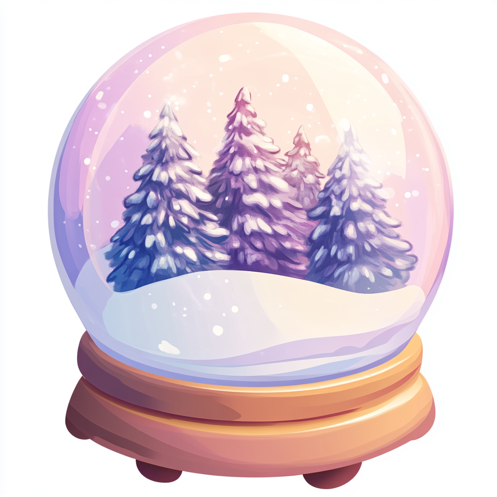 Christmas Globe Cartoon Style Flat View White Background