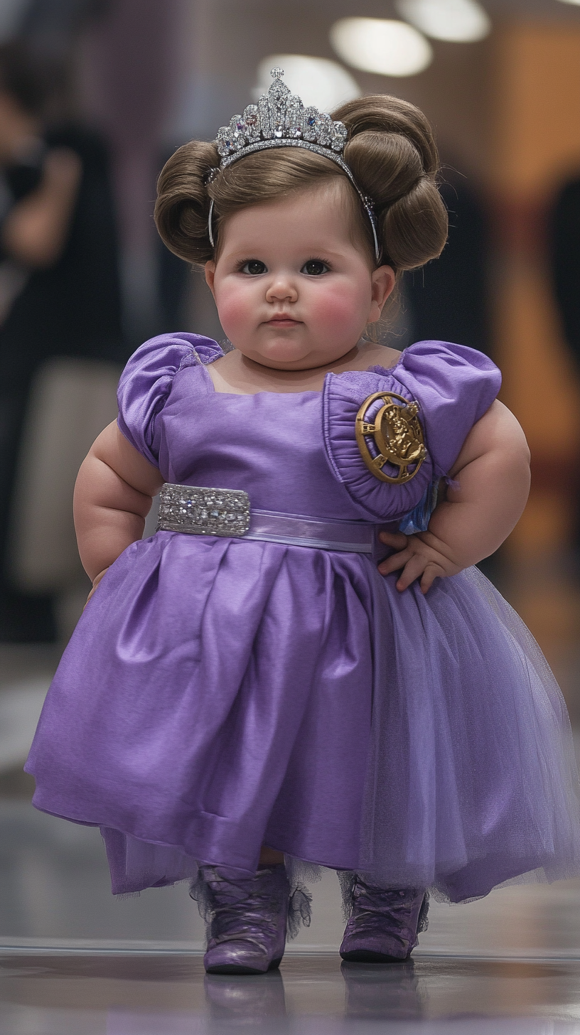 Chubby Baby in Princess Dress Strutting Down Runway