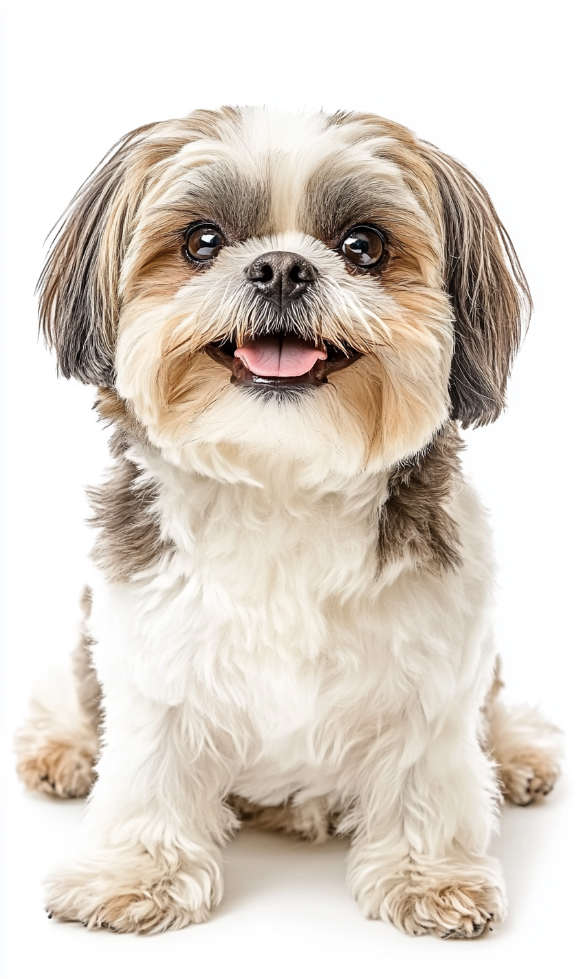 Chubby Shih-Tzu Dog Sitting, Happy, Isolated, 3:5 AR