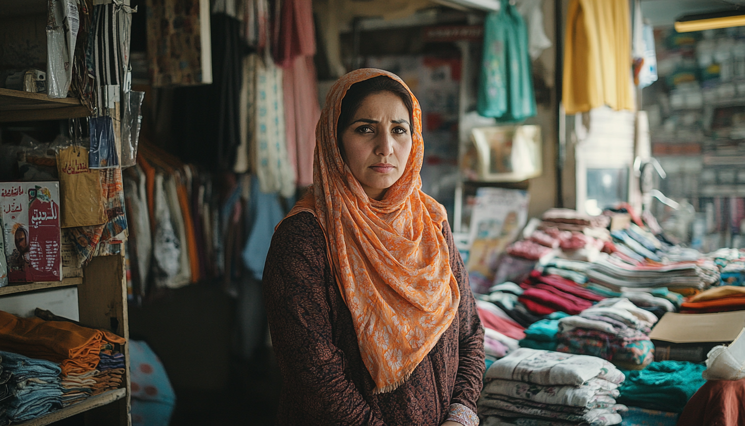 Cinematic Shot of Middle Eastern Woman in Clothing Shop