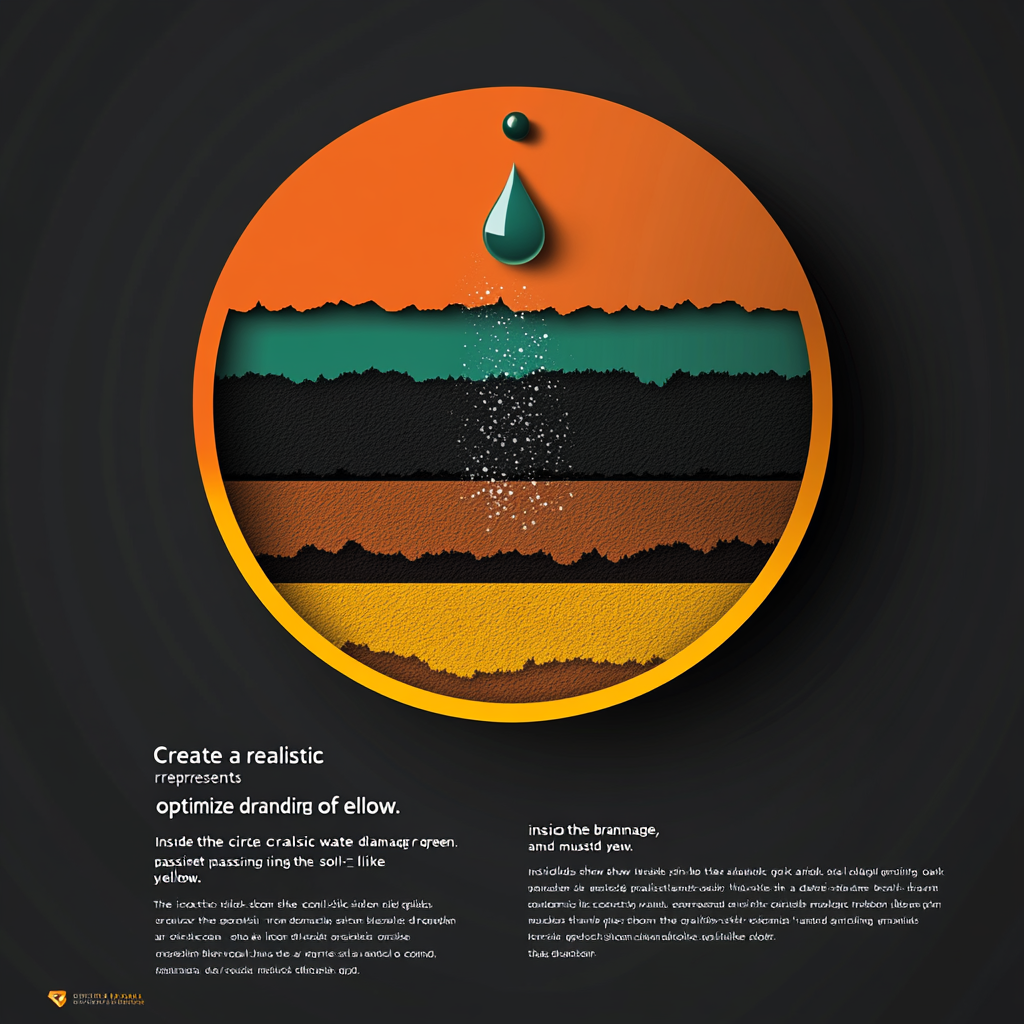 Circle icon: optimized drainage with water droplet and grid.