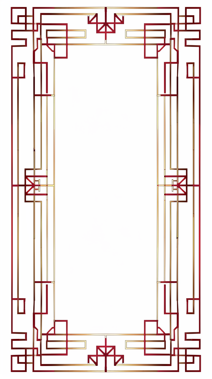 Clean, elegant Chinese border design in gold and red.