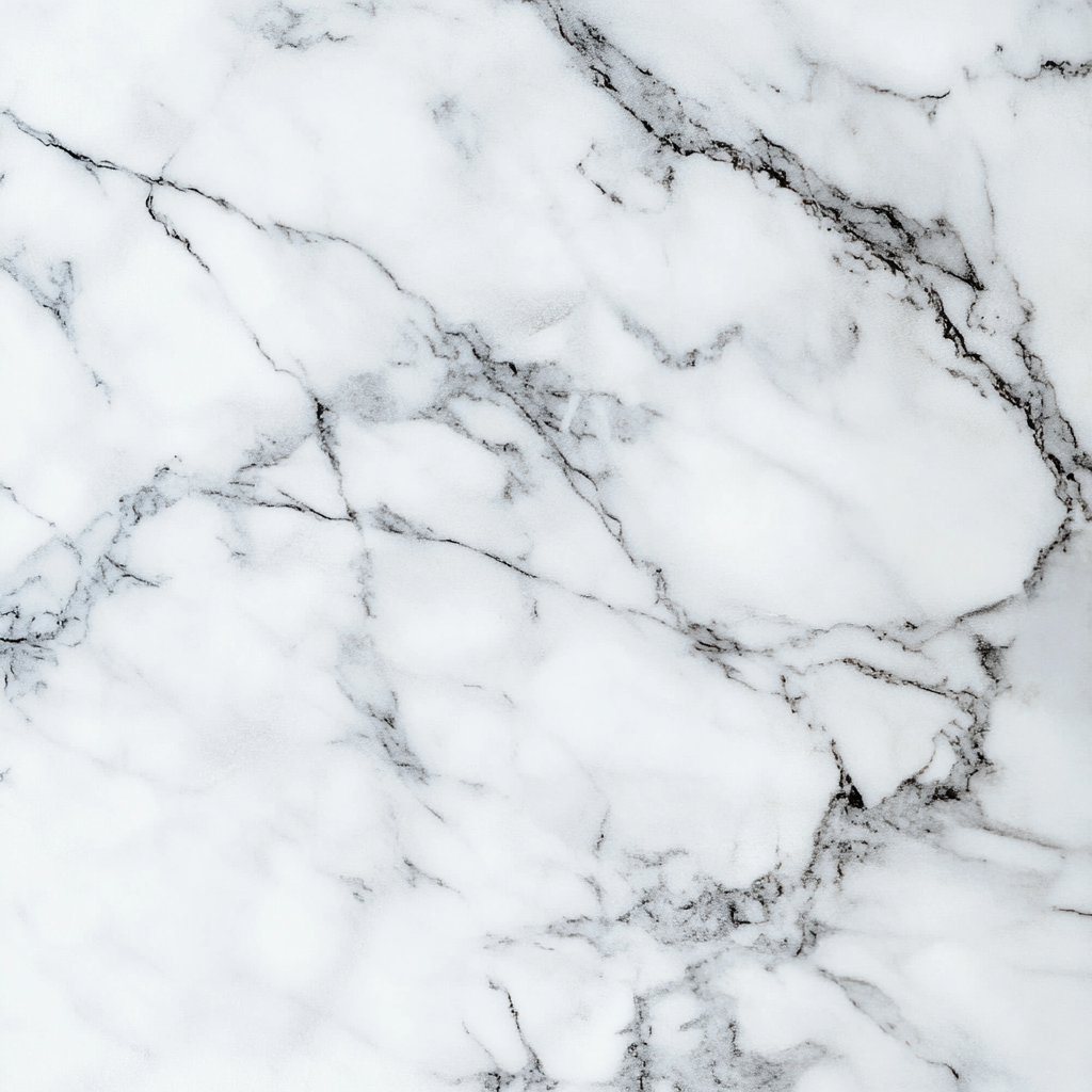 Clean, elegant white marble table with subtle gray veins.