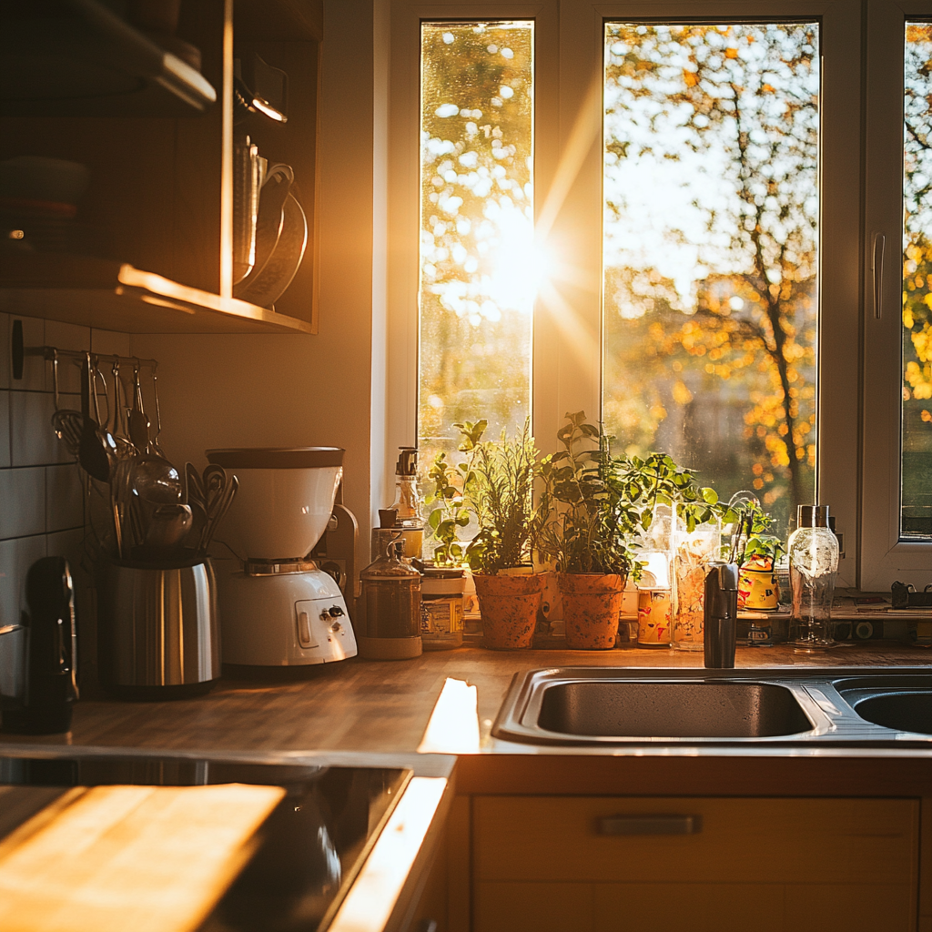 Clean and tidy kitchen in middle income home.