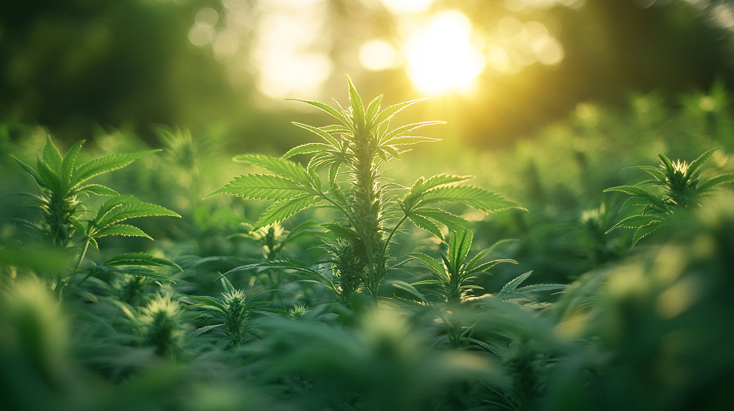 Close-Up of Vibrant Green Hemp Plants in Field