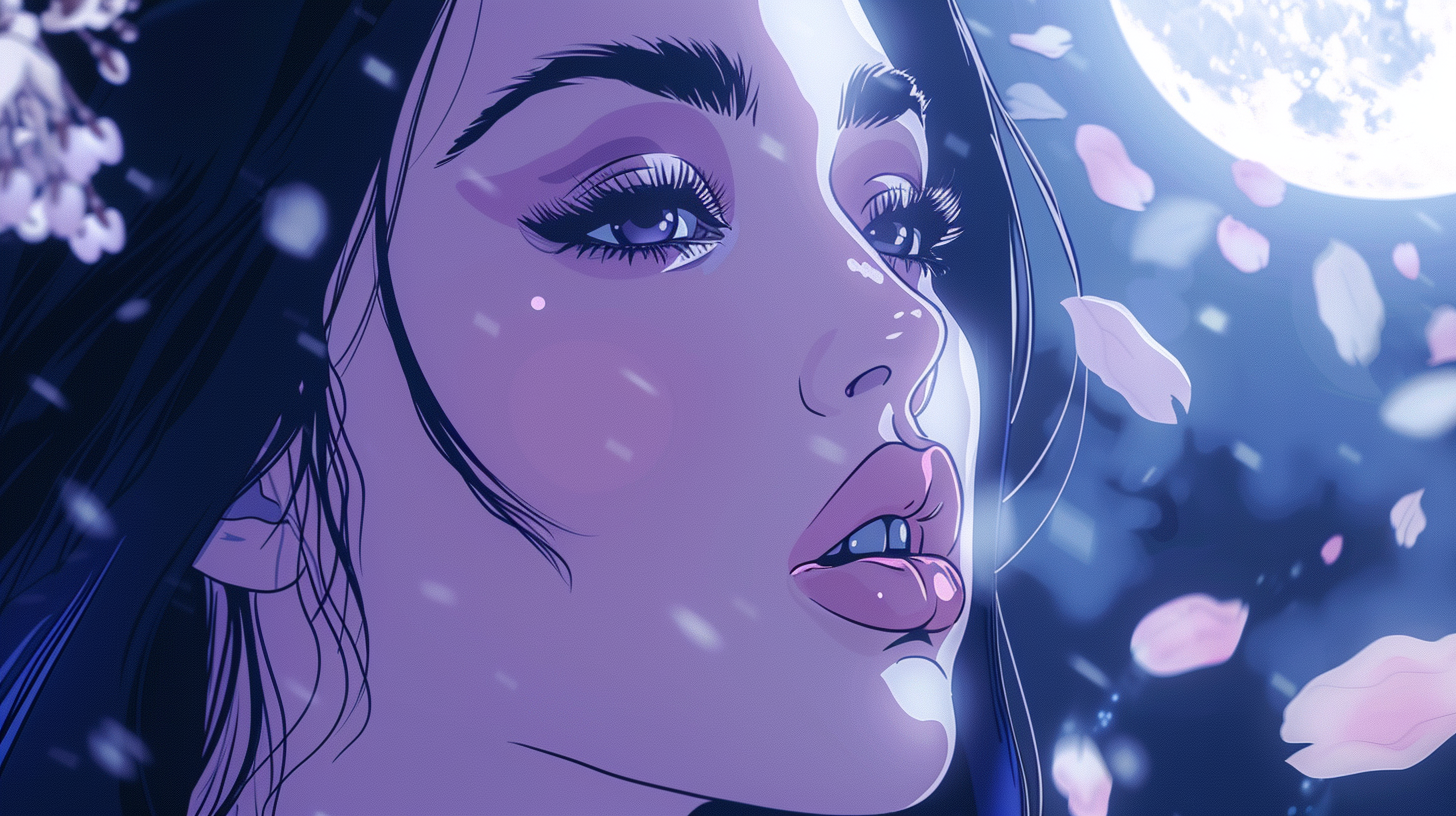 Close-up anime portrait of Kim Kardashian with Ghibli influence.