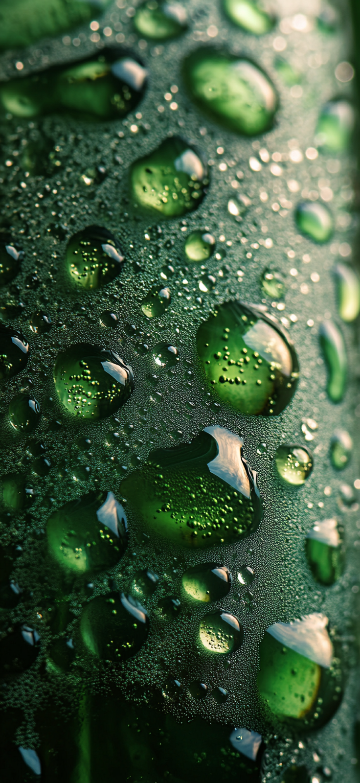 Close-up of thick mint green beer foam in glass.