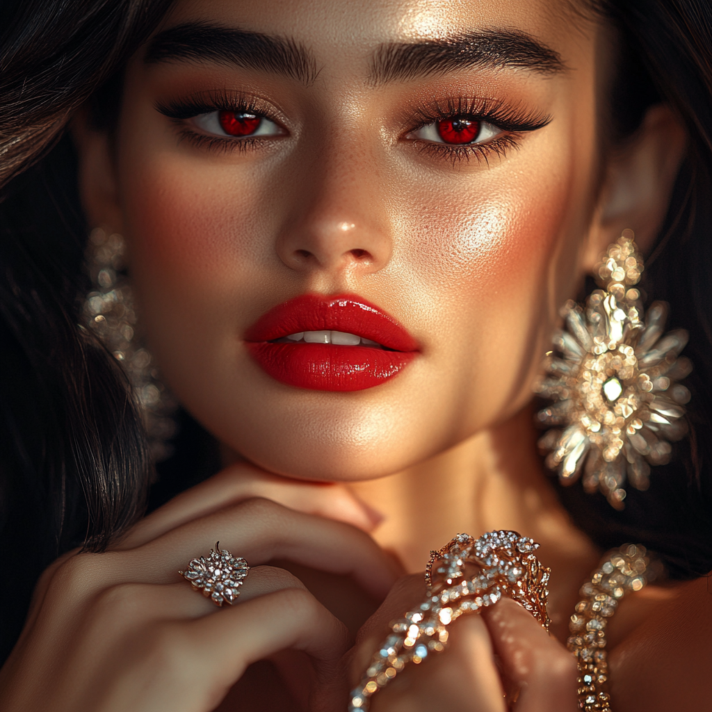 Close-up portrait of stylish Latina, elegant and glamorous.