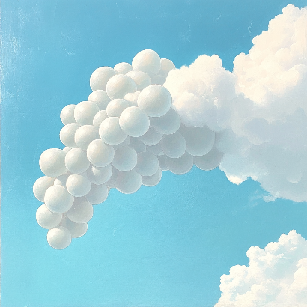 Cloud like grapes, in blue sky, dreamy appearance.