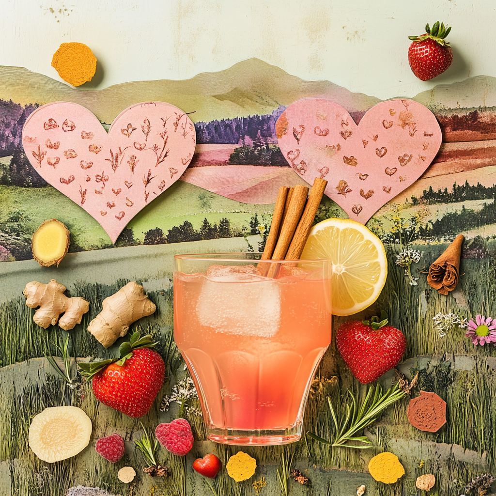 Cocktail of Love: Ingredients and Natural Elements Collage