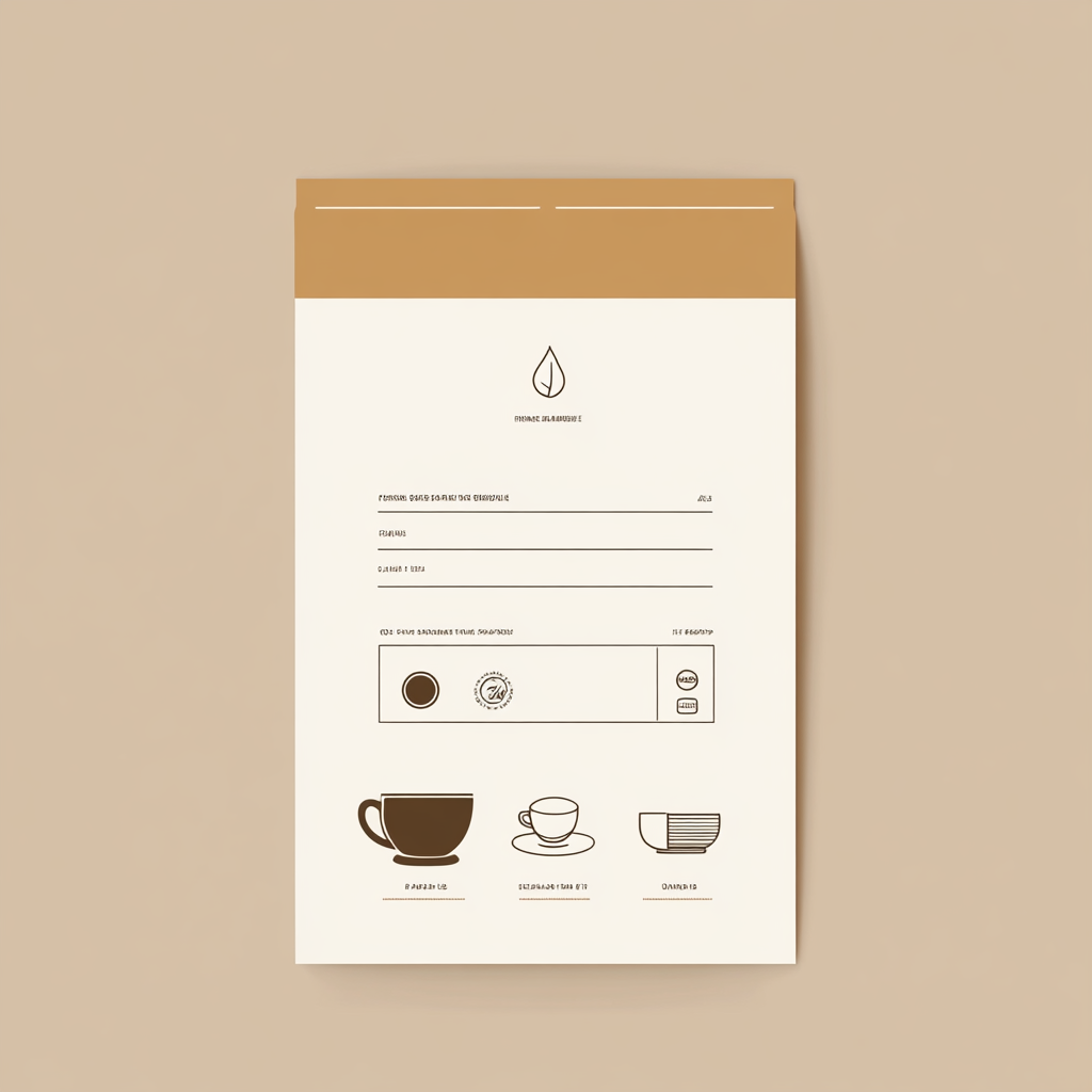 Coffee bag sticker with origin, roast, and brew info