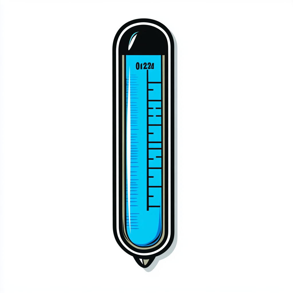 Cold blue thermometer with black outline, high resolution vector.