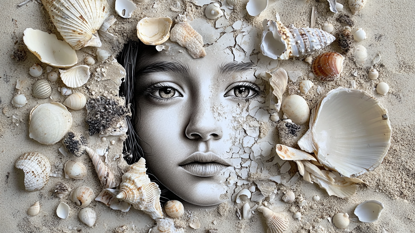 Collage of Natural Materials Featuring Venus, Goddess Girl