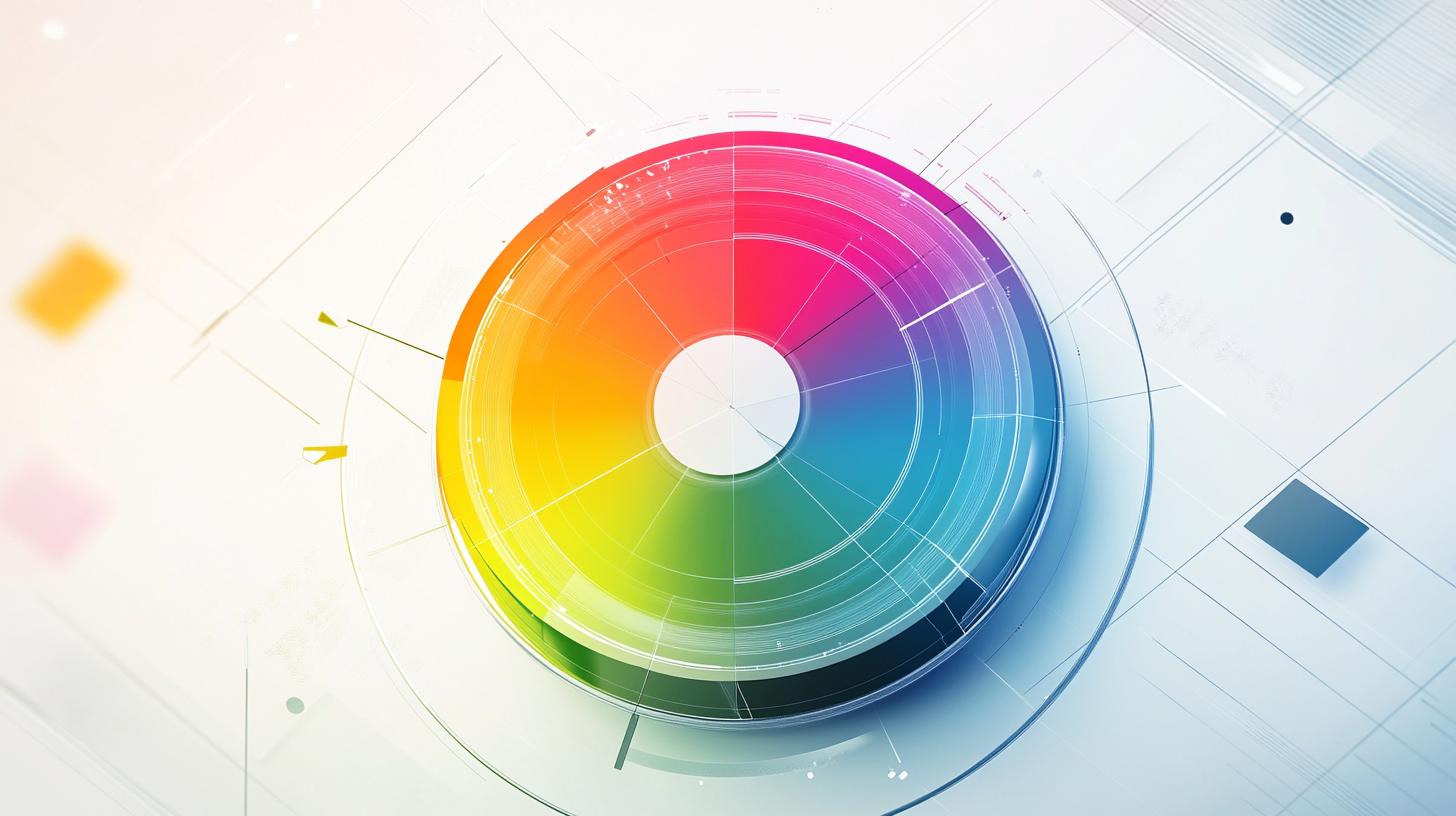 Color wheel UI interface with interactive controls and sleek design.