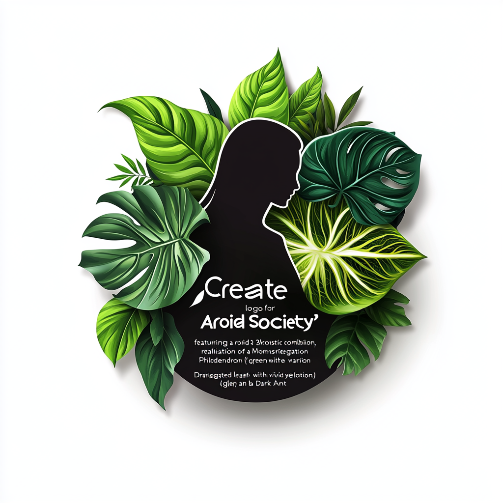 Colorful 3D logo for 'Aroid Society' with vibrant leaves.