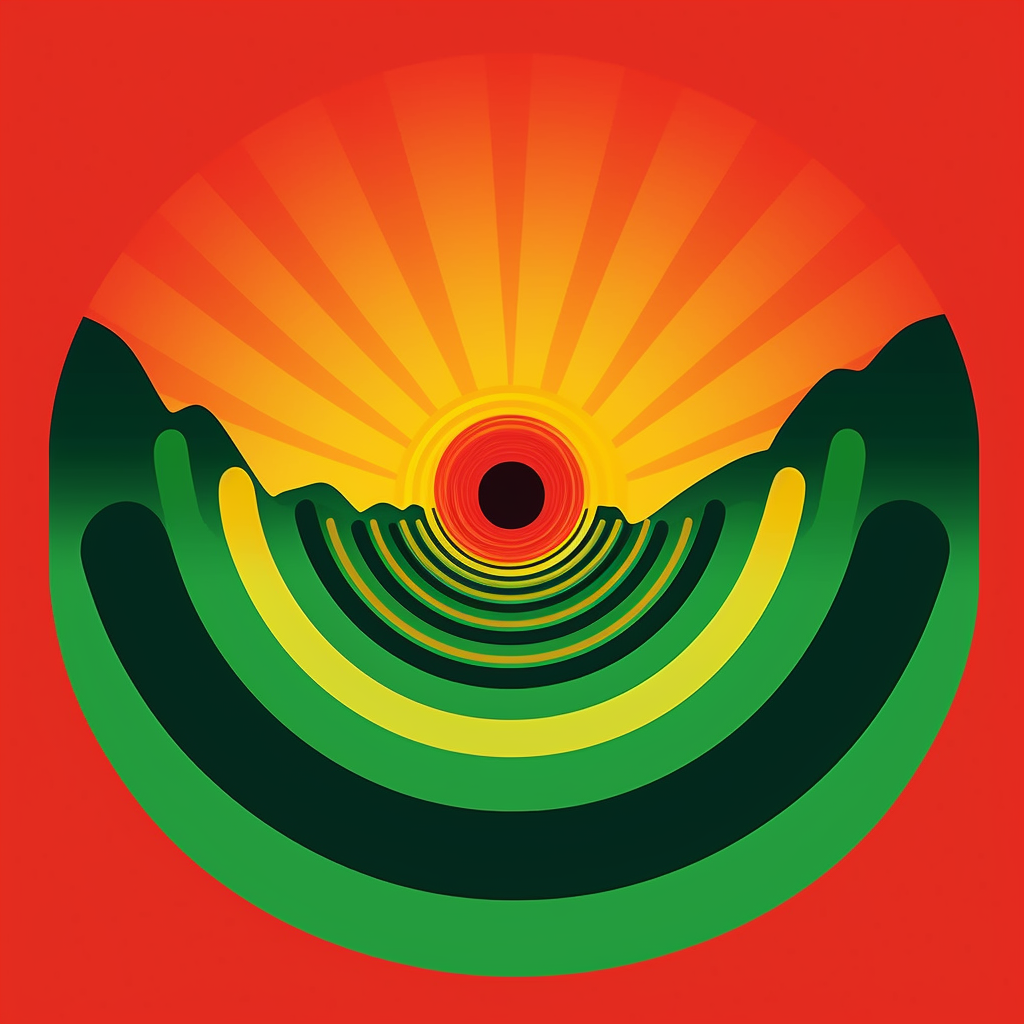 Colorful Afro-Reggae Album Cover with Sun Icon