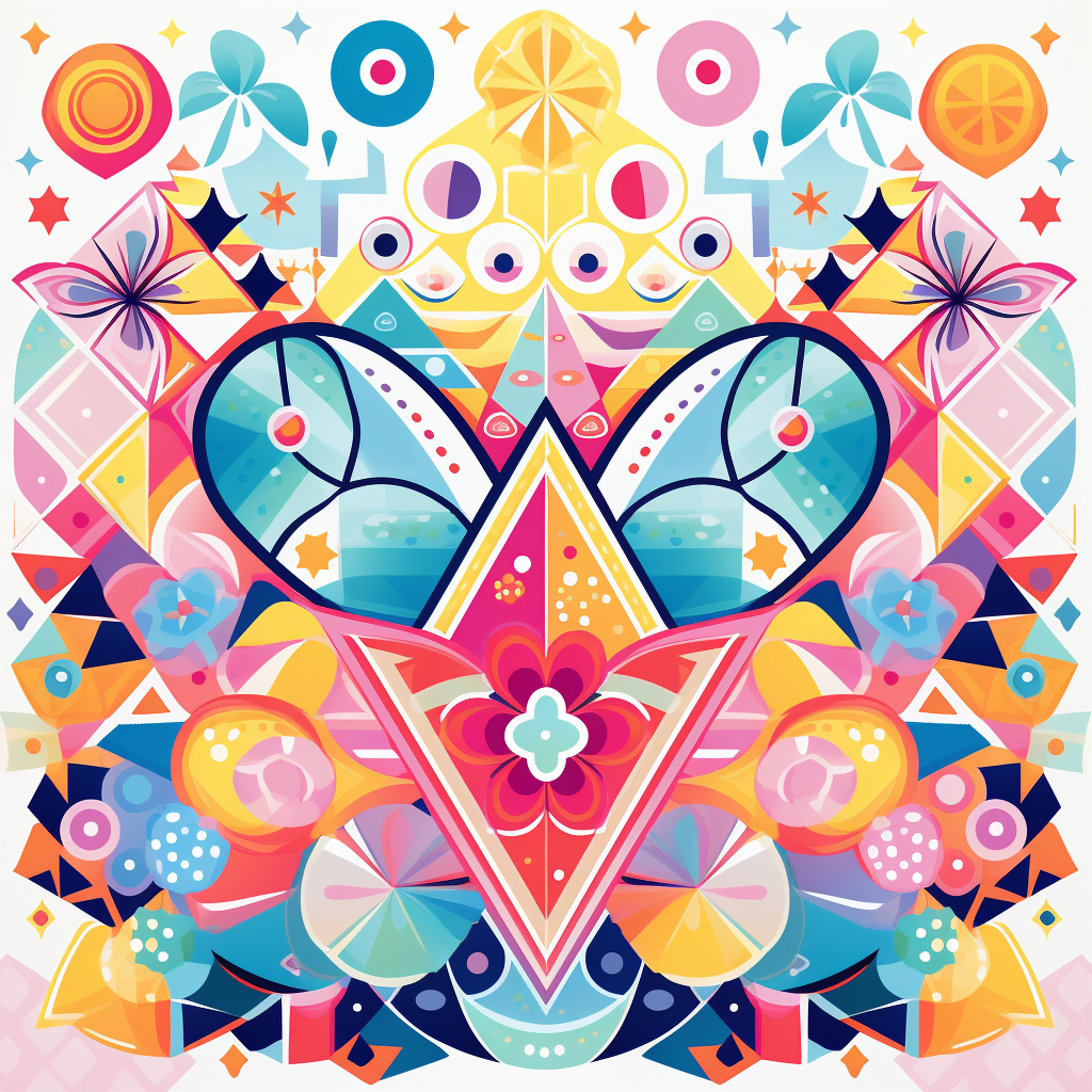 Colorful Disney card back with vibrant geometric shapes