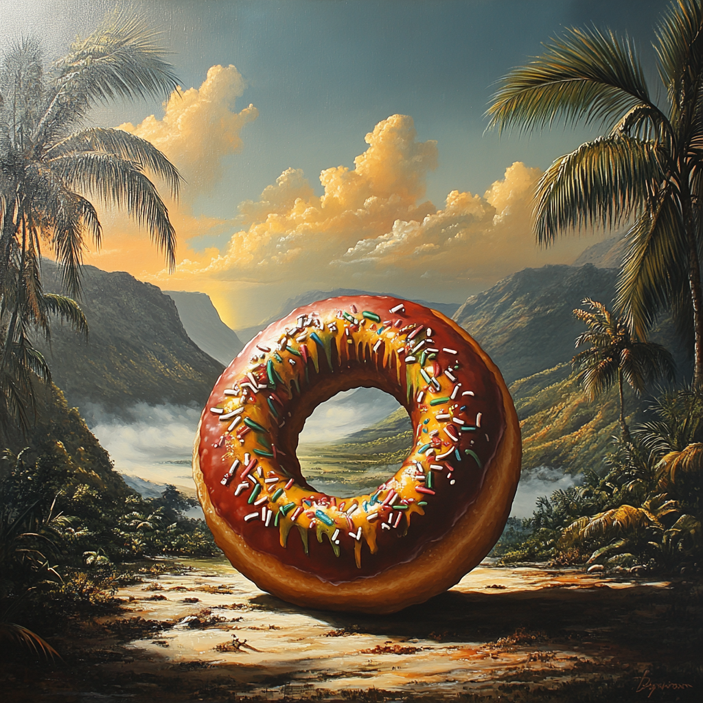 Colorful Donut in front of Jamaica's Blue Mountains