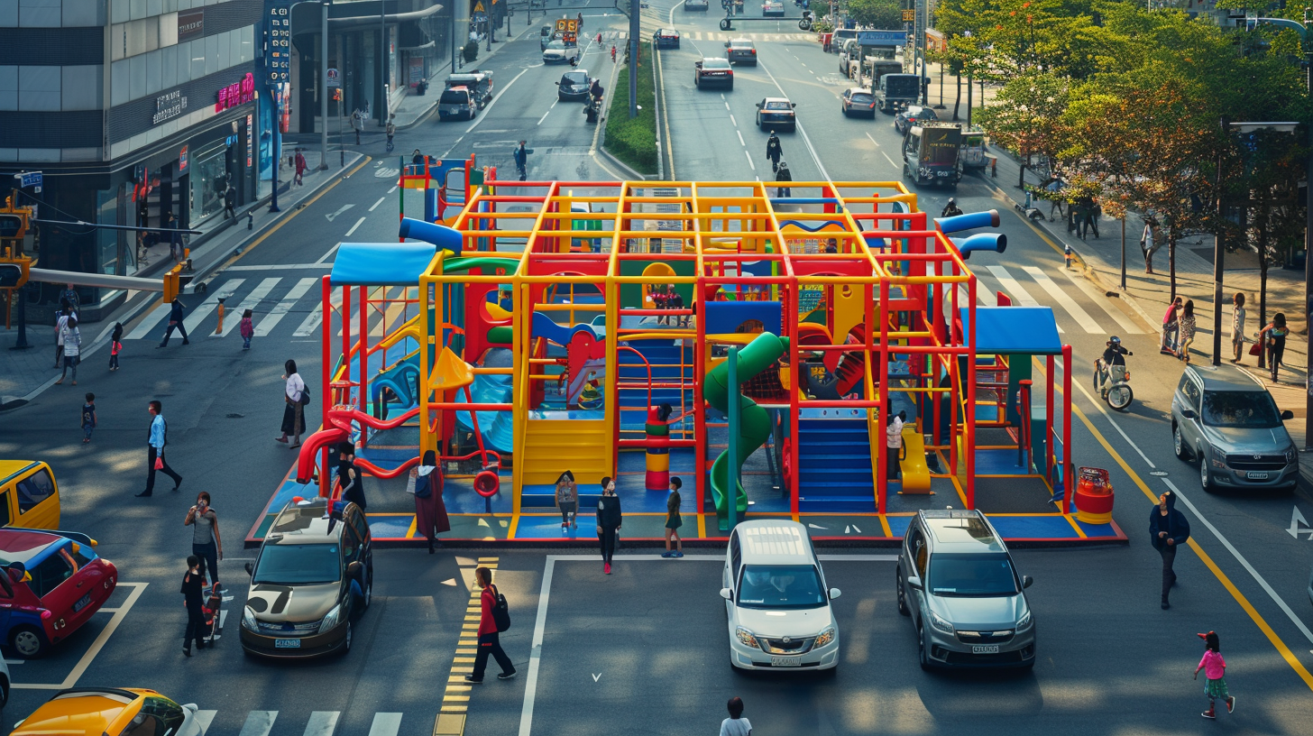 Colorful Jungle Gym Surprises Busy Seoul Street