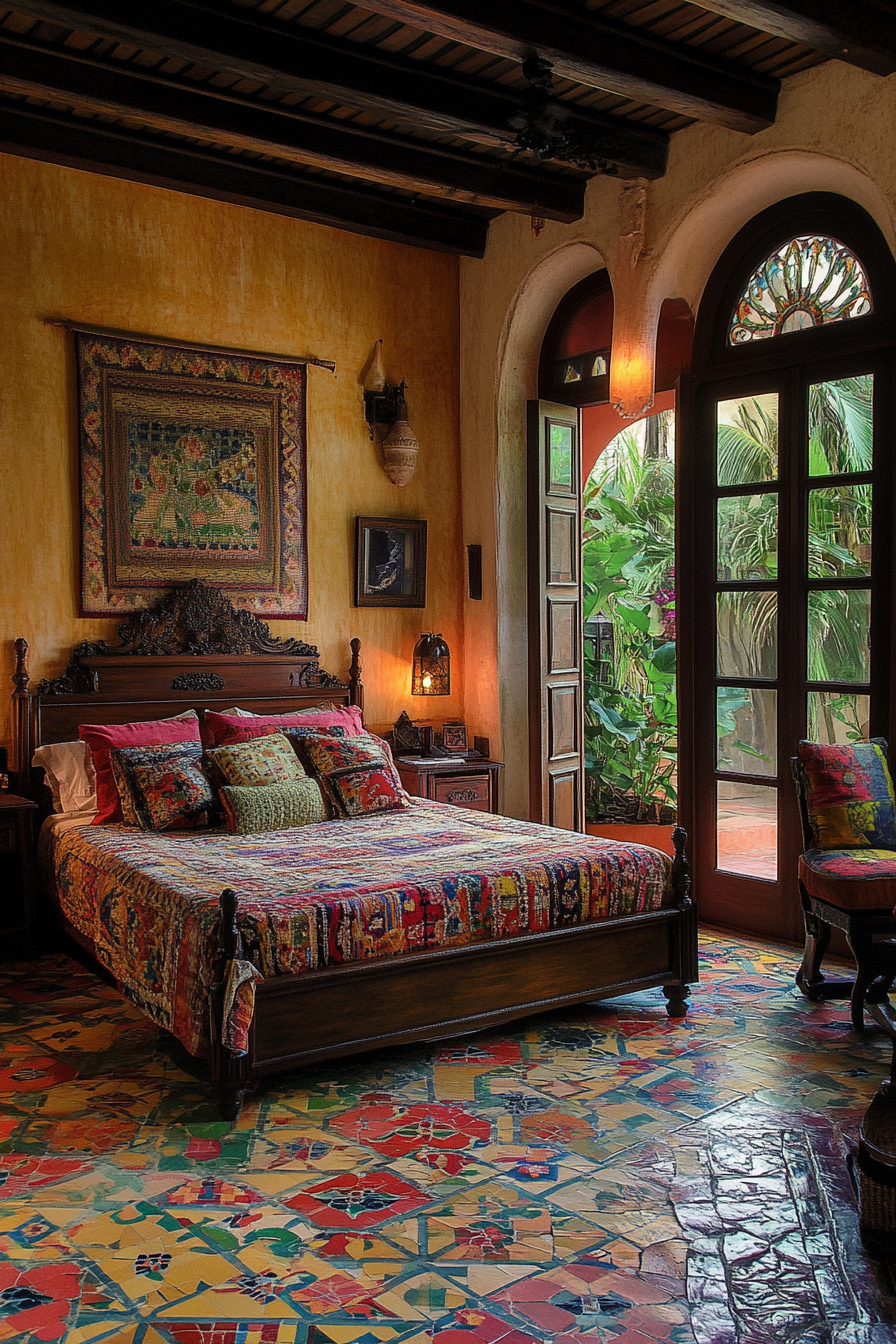 Colorful Mediterranean Mosaic Suite Bedroom Design