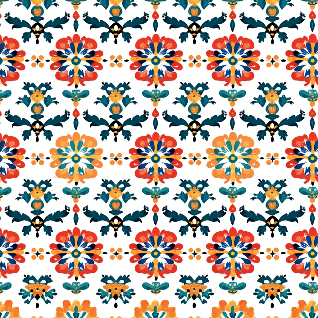 Colorful Mexican Folk Art on White Background