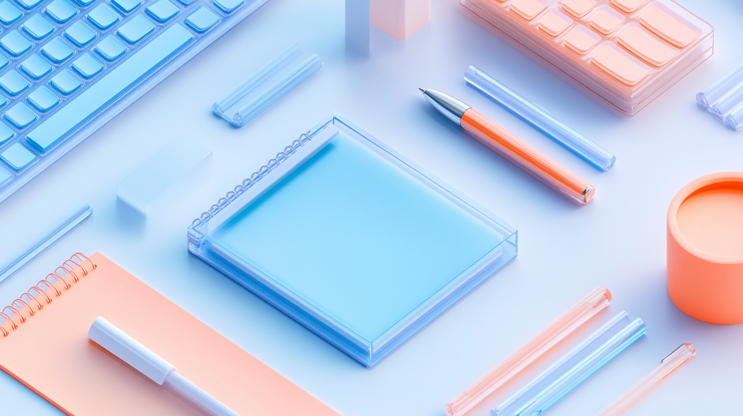 Colorful Tech Workspace with Pen and Keyboard