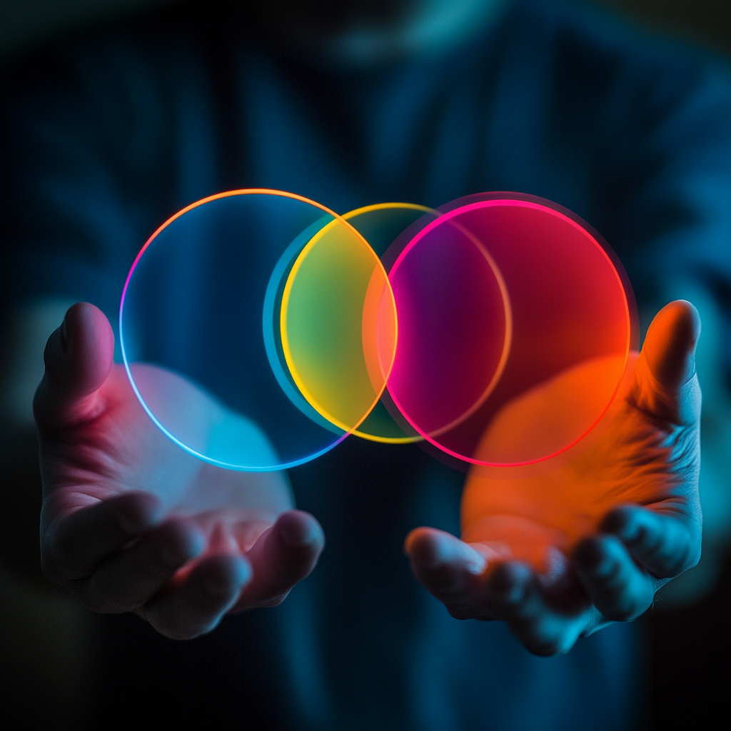 Colorful Venn Diagram with 3 translucent circles