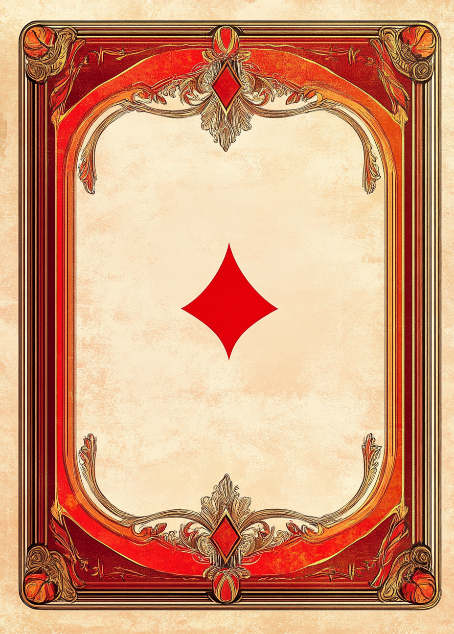 Colorful comic fantasy playing card border with bold strokes.