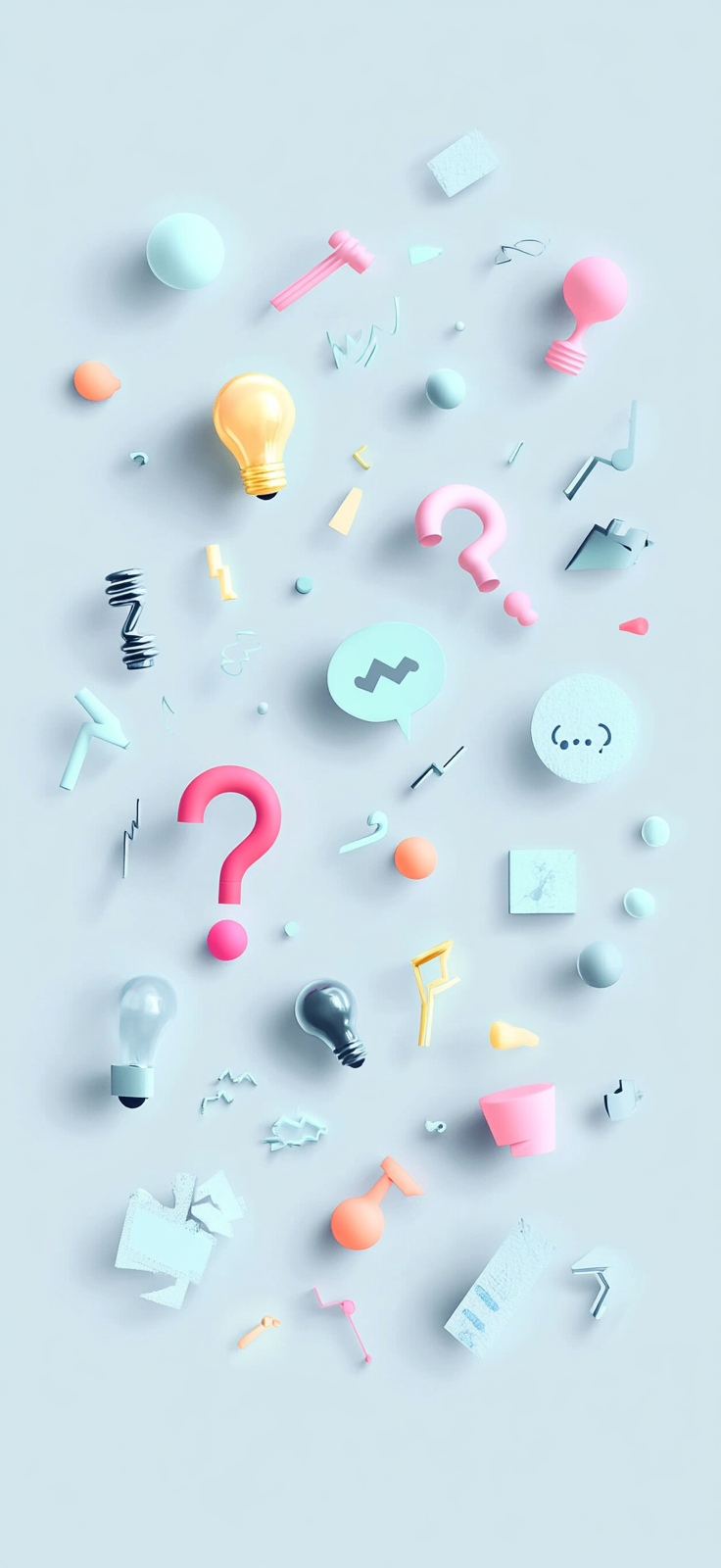 Colorful digital shapes on light gray background