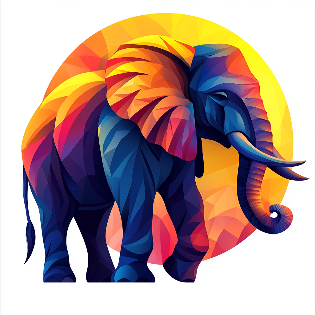 Colorful elephant logo on white background