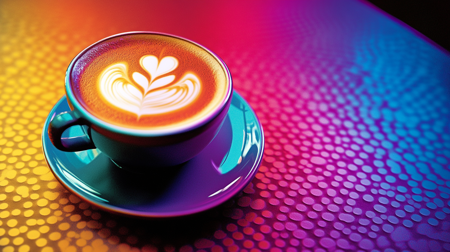 Colorful latte art with art deco style for marketing.