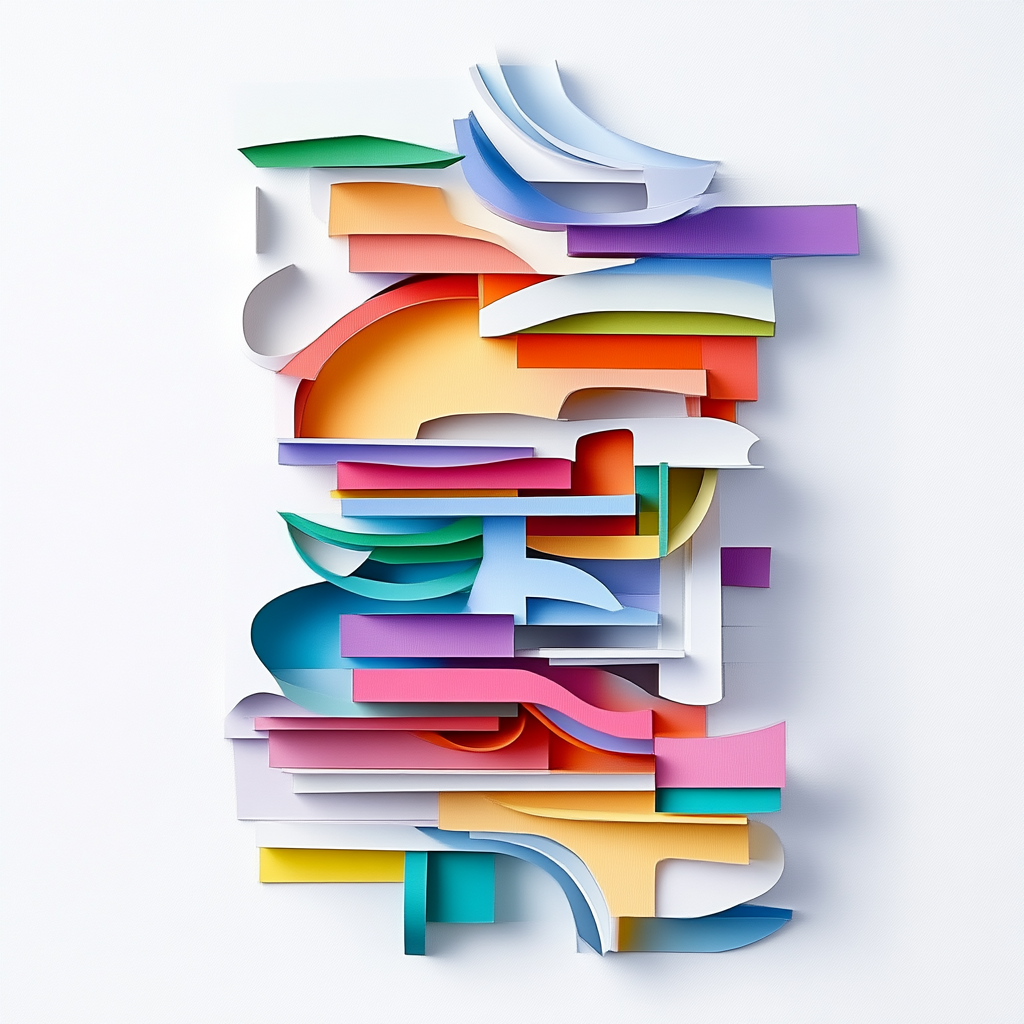 Colorful paper stack with curly and square brackets.