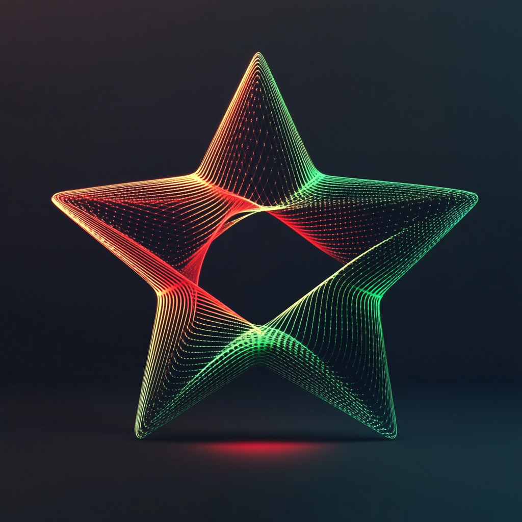 Colorful star made of lines in center