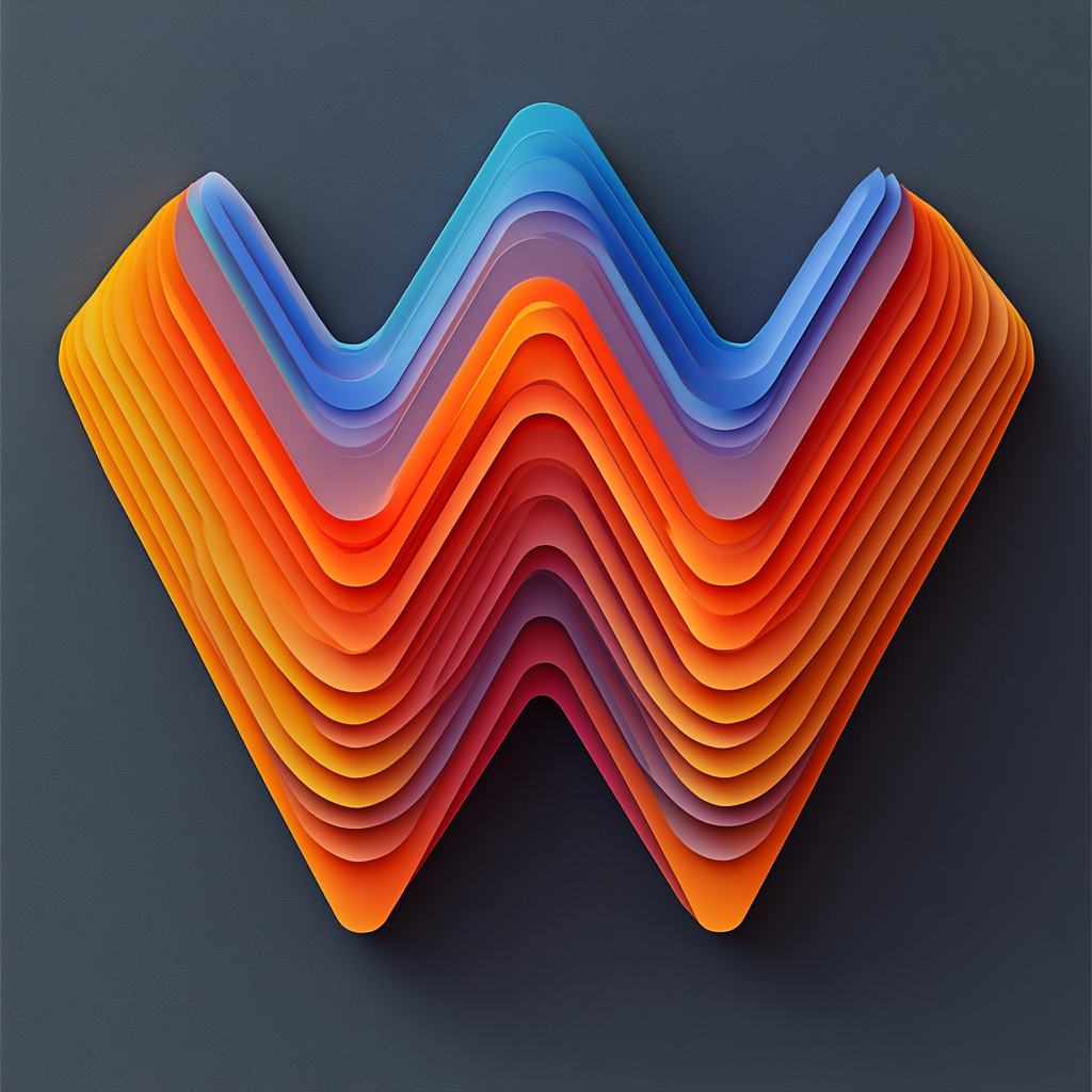 Colorful zigzag shape in center on gray backdrop