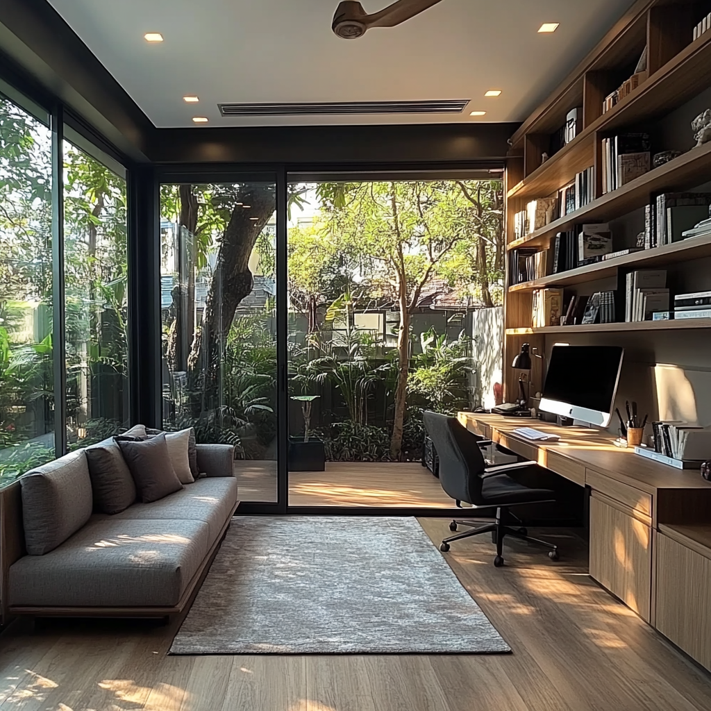 Sleek Home Office with Glass Door