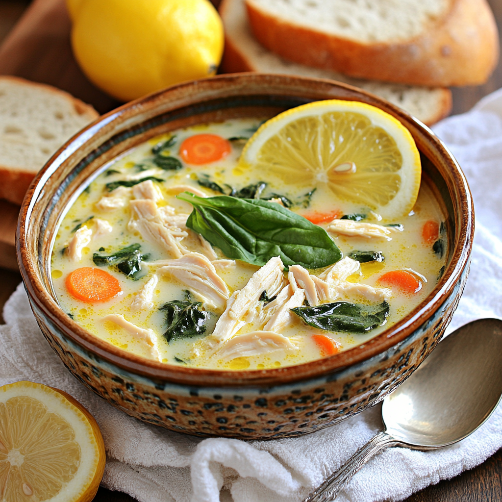 Comforting Greek Lemon Chicken Soup with Fresh Lemon