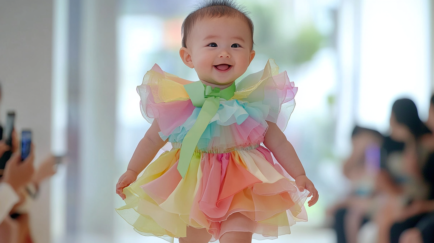 Confident Baby in Fresh Spring Roll-inspired Outfit 