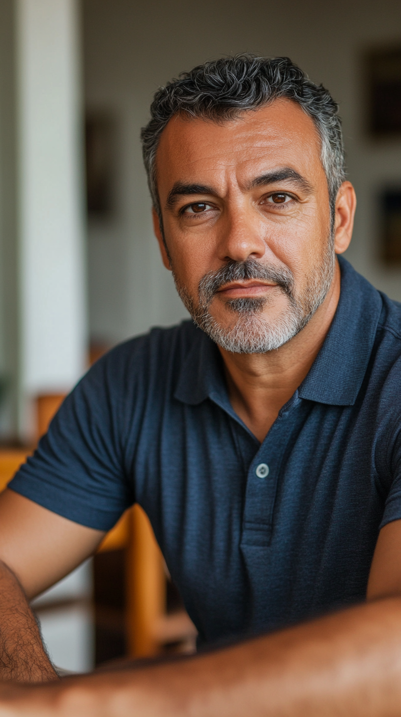 Confident Brazilian Man in Stylish Home Office