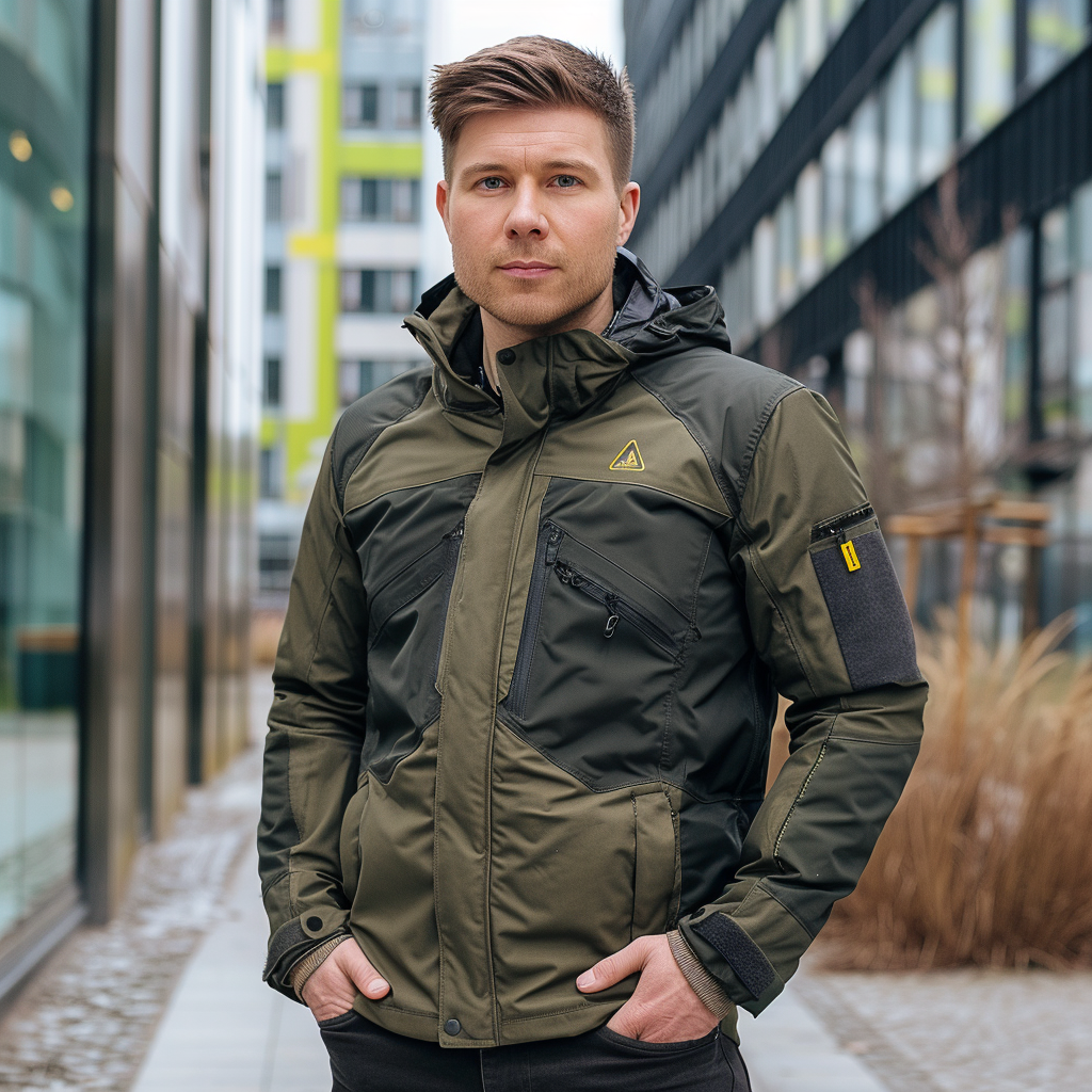 Confident German Man in Stylish Outdoor Jacket Outside