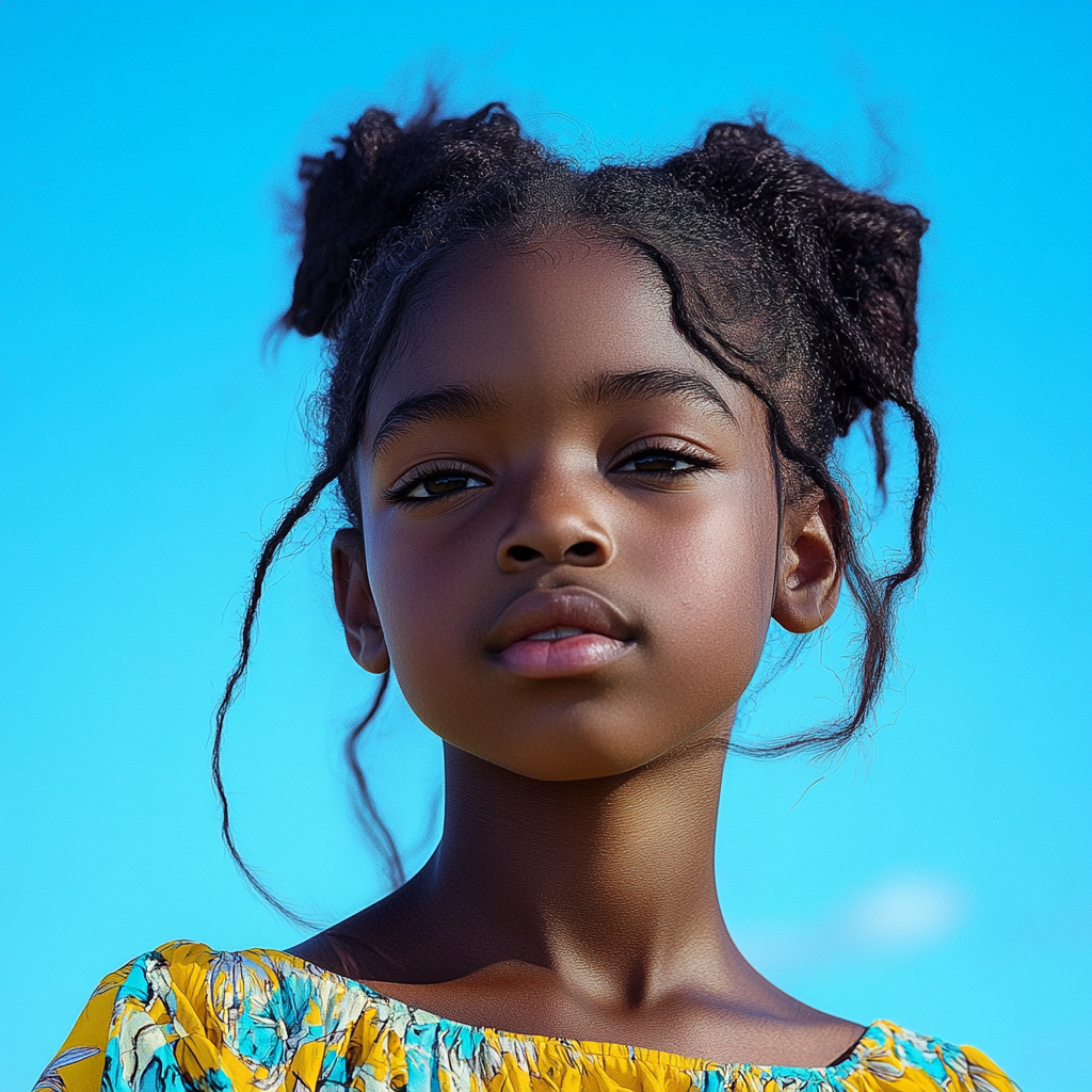 Confident Young Black Child in Joyful Surreal Scene