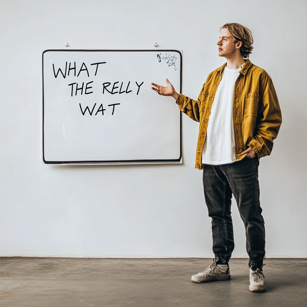 Confident person pointing to whiteboard saying WHAT THEY REALLY WANT