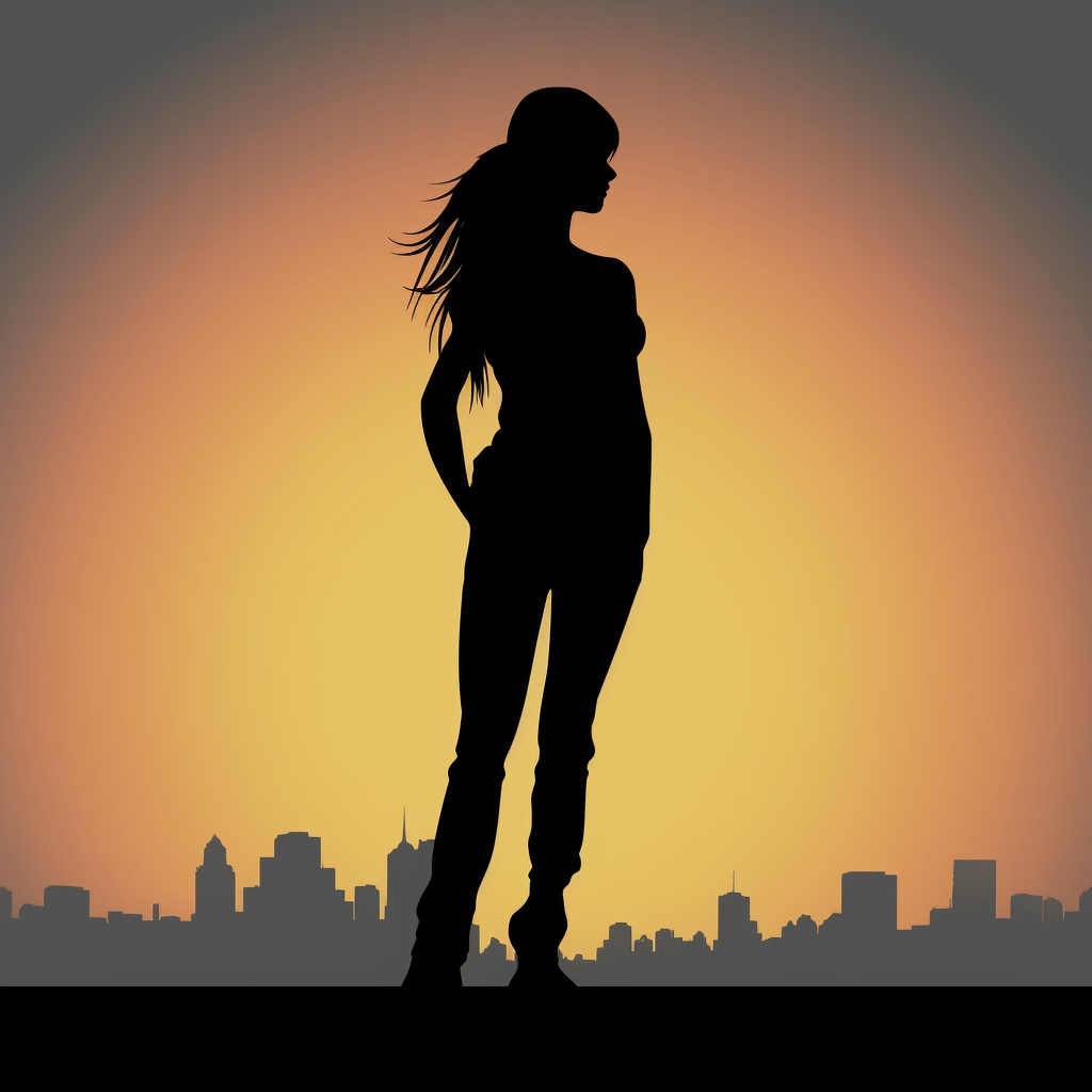 Confident young girl silhouette looking towards horizon