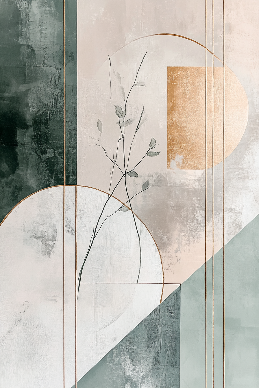 Contemporary Abstract Art with Geometric Shapes and Earth Tones