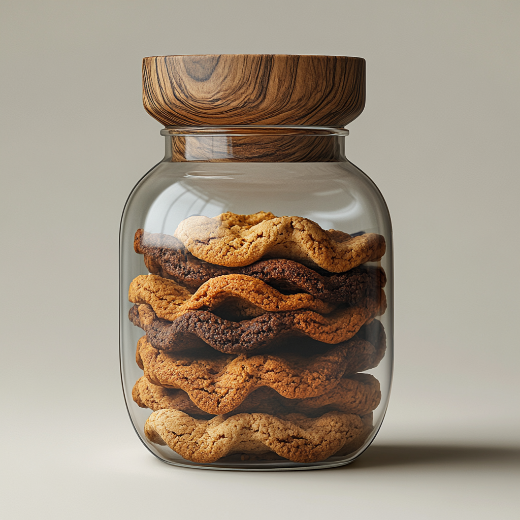 Cookies in a jar on white background