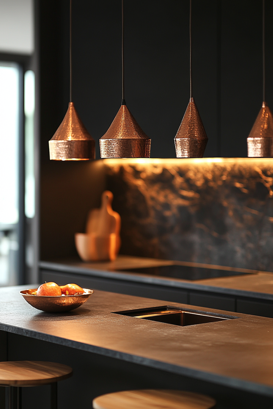 Cool Copper Kitchen Design with Warm Atmosphere 