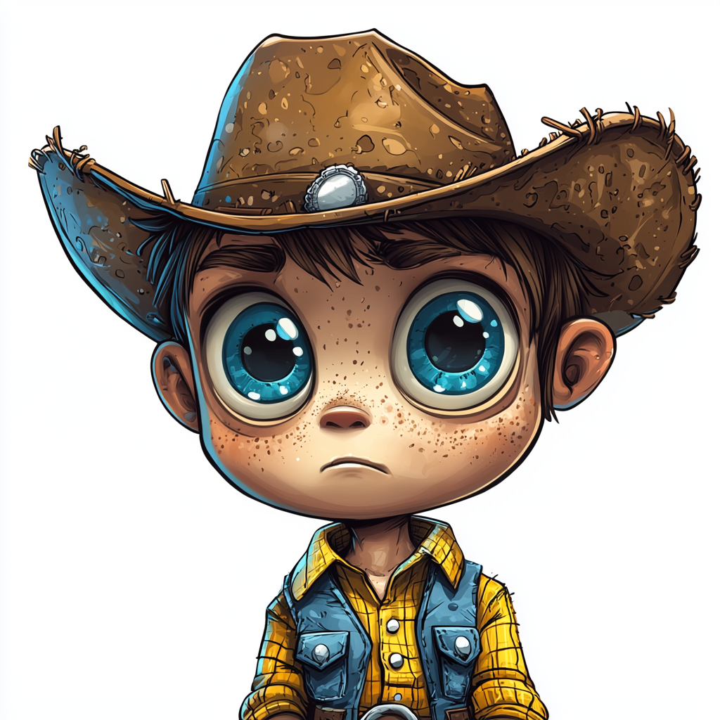 Cowboy cartoon character with playful and vibrant style